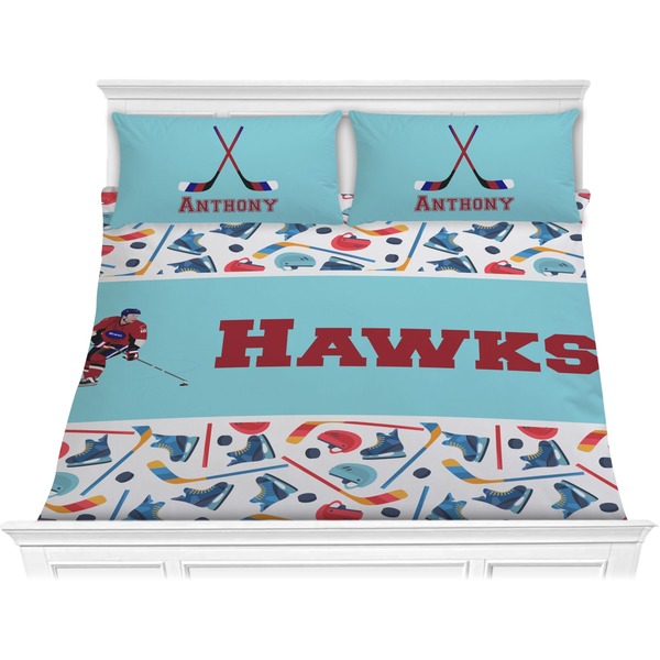 Custom Hockey 2 Comforter Set - King (Personalized)