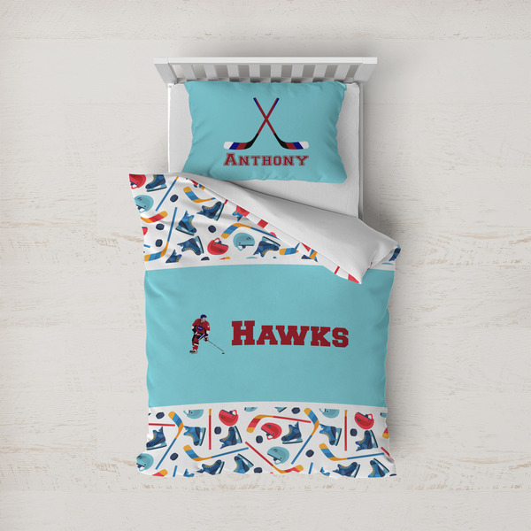 Custom Hockey 2 Duvet Cover Set - Twin (Personalized)