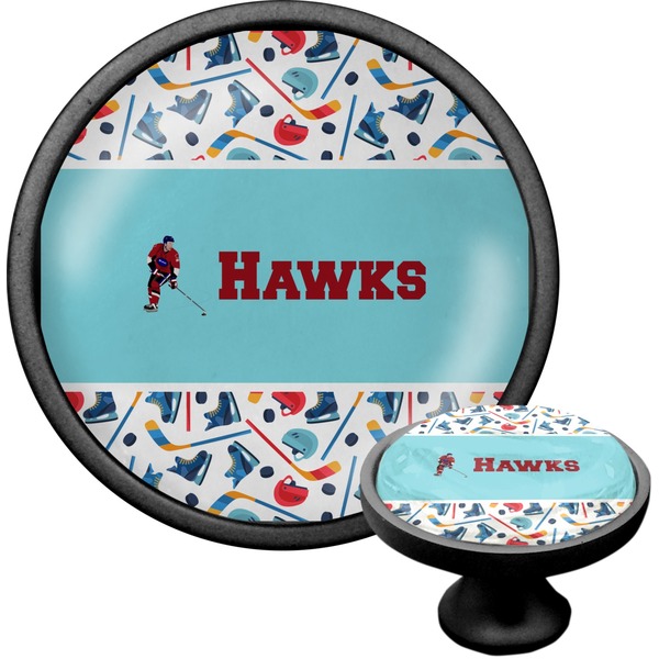Custom Hockey 2 Cabinet Knob (Black) (Personalized)