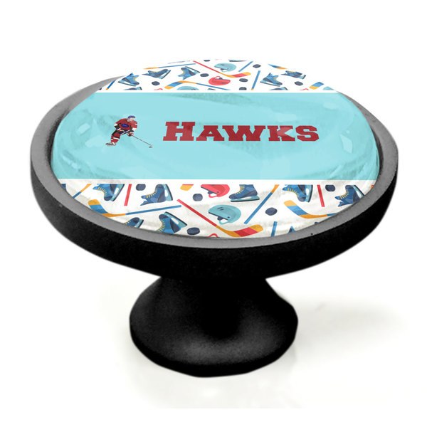 Hockey 2 Black Custom Cabinet Knob (Side)