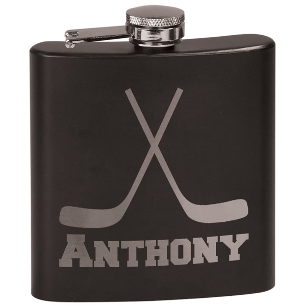 Custom Hockey 2 Black Flask Set (Personalized)