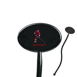 Hockey 2 7" Oval Plastic Stir Sticks - Black - Single Sided (Personalized)