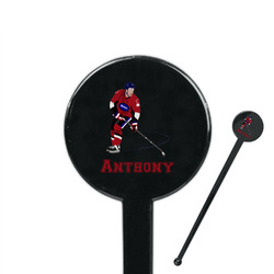 Hockey 2 7" Round Plastic Stir Sticks - Black - Single Sided (Personalized)