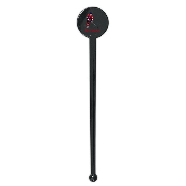 Hockey 2 Black Plastic 7" Stir Stick - Round - Single Stick