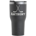 Hockey 2 RTIC Tumbler - Black - Engraved Front (Personalized)