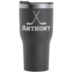 Hockey 2 RTIC Tumbler - Black - Engraved Front (Personalized)
