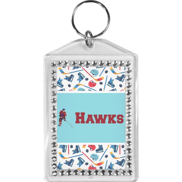Custom Hockey 2 Bling Keychain (Personalized)