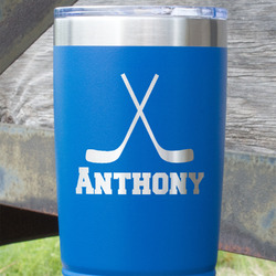 Hockey 2 20 oz Stainless Steel Tumbler - Royal Blue - Single Sided (Personalized)