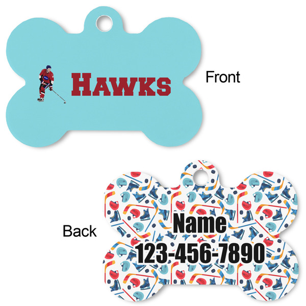 Hockey 2 Bone Shaped Dog ID Tag - Large - Approval