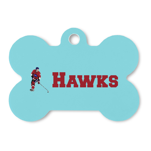 Custom Hockey 2 Bone Shaped Dog ID Tag - Large (Personalized)