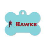 Hockey 2 Bone Shaped Dog ID Tag - Small (Personalized)