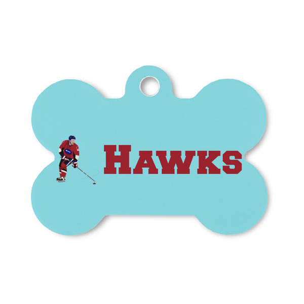 Custom Hockey 2 Bone Shaped Dog ID Tag - Small (Personalized)