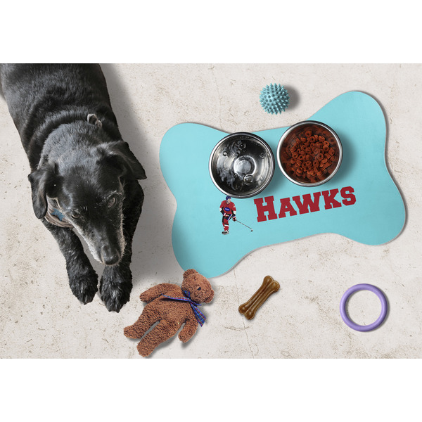 Hockey 2 Bone Shaped Mat w/ Food & Water
