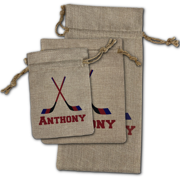 Hockey 2 Burlap Gift Bags - (PARENT MAIN) All Three