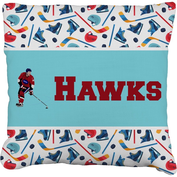 Custom Hockey 2 Faux-Linen Throw Pillow 16" (Personalized)