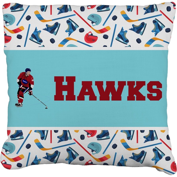 Custom Hockey 2 Faux-Linen Throw Pillow 18" (Personalized)