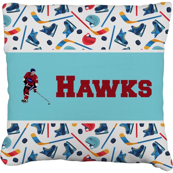 Custom Hockey 2 Faux-Linen Throw Pillow 20" (Personalized)