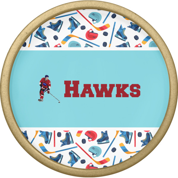 Hockey 2 Cabinet Knob - Gold - Front