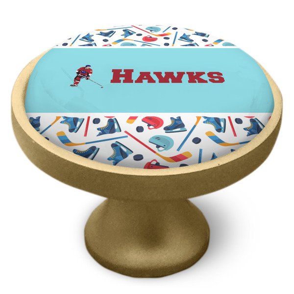 Hockey 2 Cabinet Knob - Gold - Side