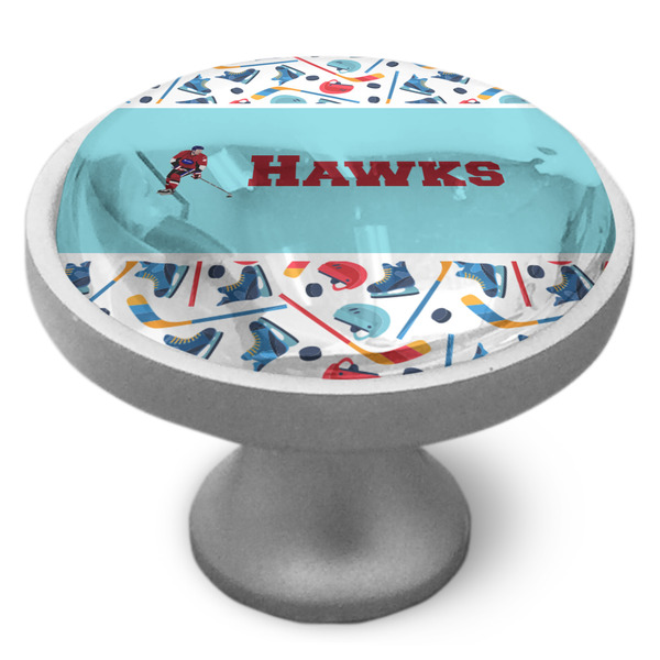 Hockey 2 Cabinet Knob - Nickel - Side