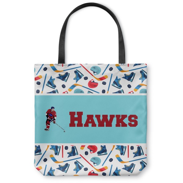 Custom Hockey 2 Canvas Tote Bag - Large - 18"x18" (Personalized)