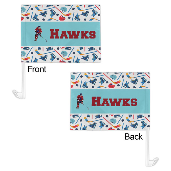 Hockey 2 Car Flag - 11" x 8" - Front & Back View