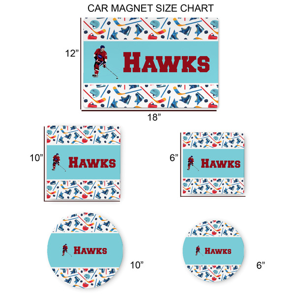 Hockey 2 Car Magnets - SIZE CHART