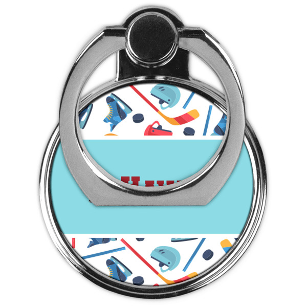 Hockey 2 Cell Phone Ring Stand & Holder - Front (Collapsed)