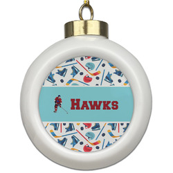 Hockey 2 Ceramic Ball Ornament (Personalized)