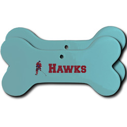 Hockey 2 Ceramic Dog Ornament - Front & Back w/ Name or Text