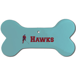 Hockey 2 Ceramic Dog Ornament - Front w/ Name or Text