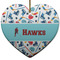Hockey 2 Ceramic Flat Ornament - Heart (Front)
