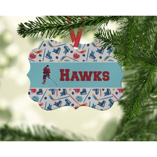 Hockey 2 Christmas Ornament (On Tree)