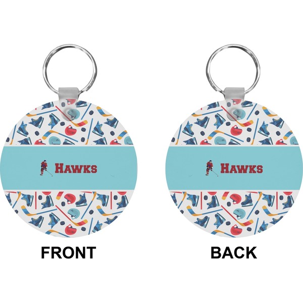 Hockey 2 Circle Keychain (Front + Back)