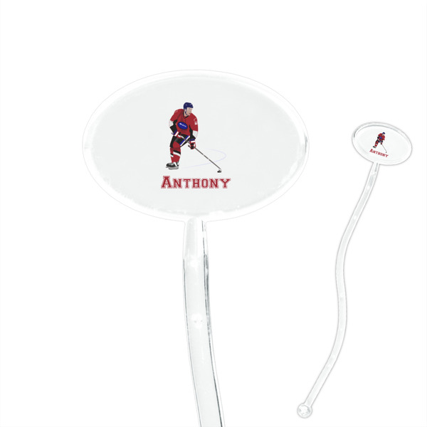 Custom Hockey 2 7" Oval Plastic Stir Sticks - Clear (Personalized)