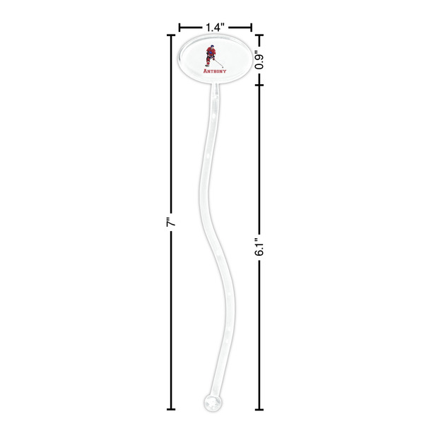 Hockey 2 Clear Plastic 7" Stir Stick - Oval - Dimensions