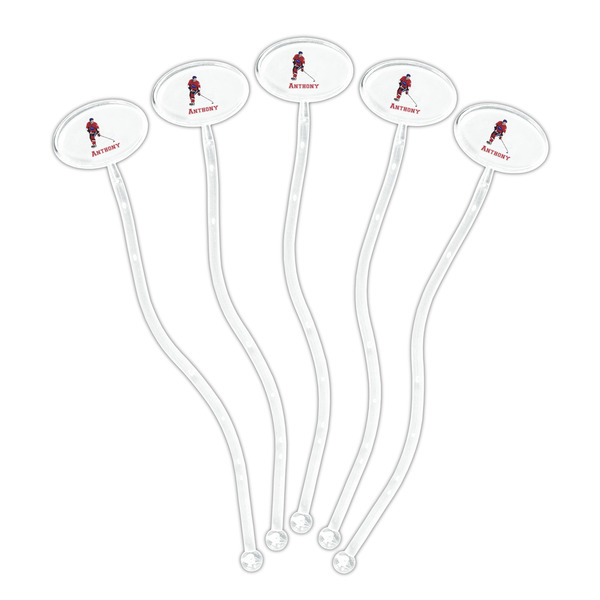 Hockey 2 Clear Plastic 7" Stir Stick - Oval - Fan