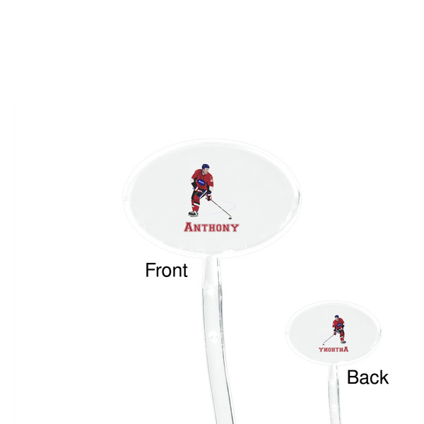 Hockey 2 Clear Plastic 7" Stir Stick - Oval - Front & Back