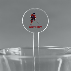 Hockey 2 7" Round Plastic Stir Sticks - Clear (Personalized)