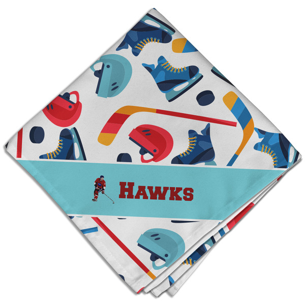 Custom Hockey 2 Cloth Dinner Napkin - Single w/ Name or Text
