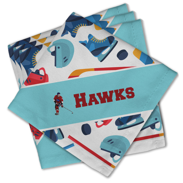 Custom Hockey 2 Cloth Cocktail Napkins - Set of 4 w/ Name or Text
