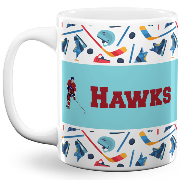 Custom Hockey 2 11 Oz Coffee Mug - White (Personalized)