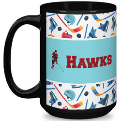 Hockey 2 15 Oz Coffee Mug - Black (Personalized)