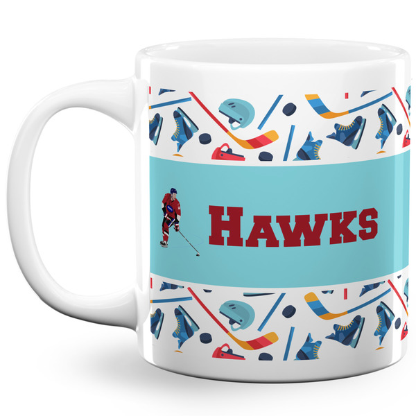 Custom Hockey 2 20 Oz Coffee Mug - White (Personalized)