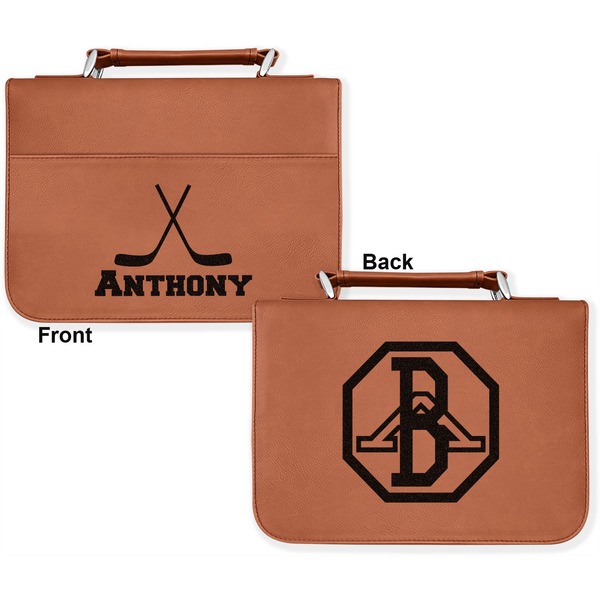 Hockey 2 Cognac Leatherette Bible Covers - Large Double Sided Apvl