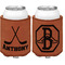 Hockey 2 Cognac Leatherette Can Sleeve - Double Sided Front and Back