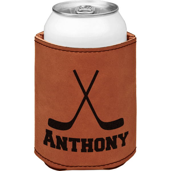 Custom Hockey 2 Leatherette Can Sleeve - Double Sided (Personalized)