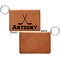 Hockey 2 Cognac Leatherette Keychain ID Holders - Front Apvl