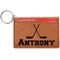 Hockey 2 Cognac Leatherette Keychain ID Holders - Front Credit Card