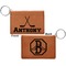 Hockey 2 Cognac Leatherette Keychain ID Holders - Front and Back Apvl